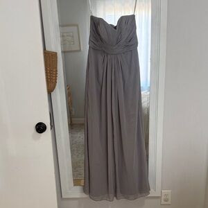 David's Bridal Strapless Gray Gown